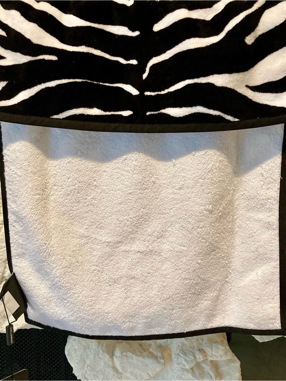 NWT Dolce and Gabanna Casa zebra print 100% cotton Terry guest towel